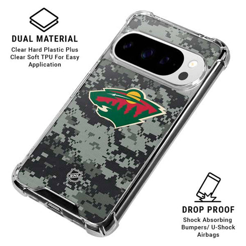 NHL Minnesota Wild Camo Google Pixel 10 Pro XL Clear Case